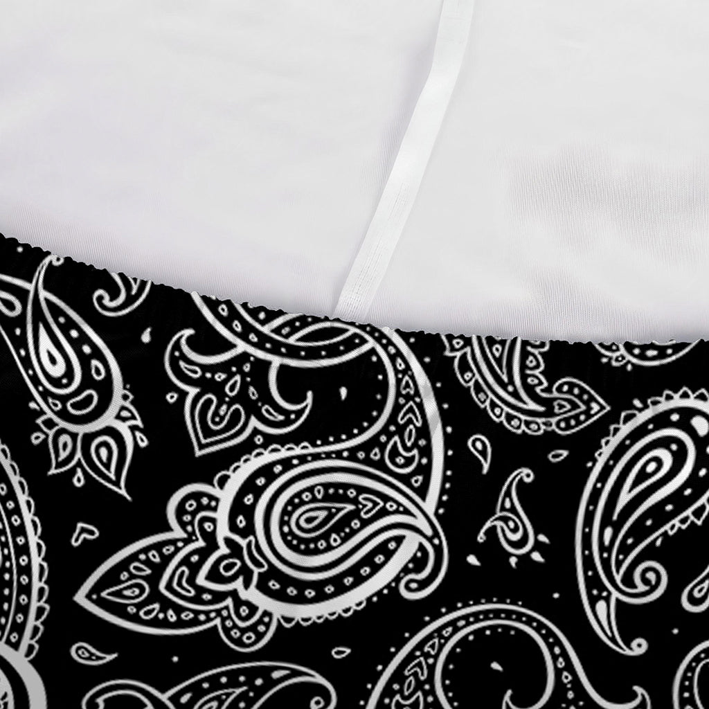 Black And White Paisley Pattern Print Sofa Cover