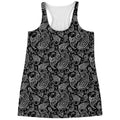 Black And White Paisley Pattern Print Women's Racerback Tank Top