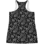 Black And White Paisley Pattern Print Women's Racerback Tank Top