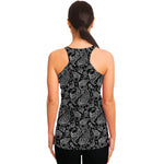 Black And White Paisley Pattern Print Women's Racerback Tank Top