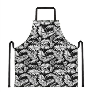 Black And White Palm Leaves Print Apron