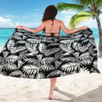Black And White Palm Leaves Print Beach Sarong Wrap