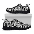 Black And White Palm Leaves Print Black Running Shoes