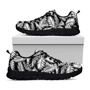 Black And White Palm Leaves Print Black Sneakers