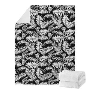 Black And White Palm Leaves Print Blanket