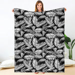 Black And White Palm Leaves Print Blanket