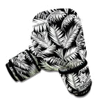 Black And White Palm Leaves Print Boxing Gloves