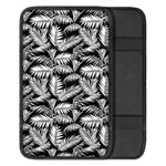 Black And White Palm Leaves Print Car Center Console Cover