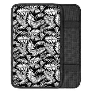 Black And White Palm Leaves Print Car Center Console Cover