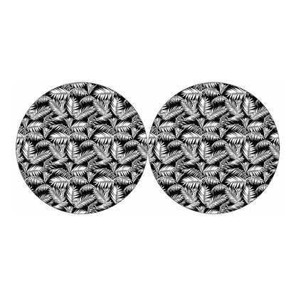 Black And White Palm Leaves Print Car Coasters