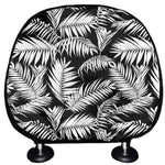 Black And White Palm Leaves Print Car Headrest Covers