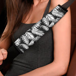 Black And White Palm Leaves Print Car Seat Belt Covers
