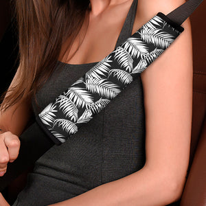 Black And White Palm Leaves Print Car Seat Belt Covers