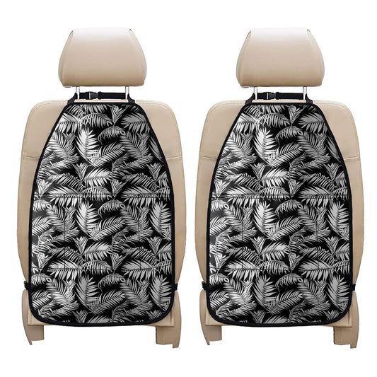Black And White Palm Leaves Print Car Seat Organizers