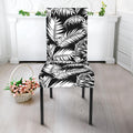 Black And White Palm Leaves Print Dining Chair Slipcover