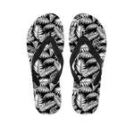 Black And White Palm Leaves Print Flip Flops