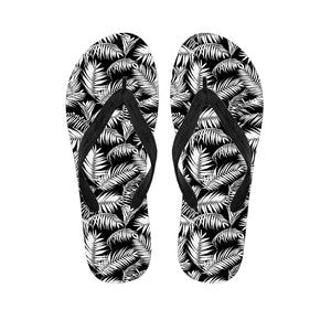 Black And White Palm Leaves Print Flip Flops