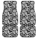 Black And White Palm Leaves Print Front and Back Car Floor Mats