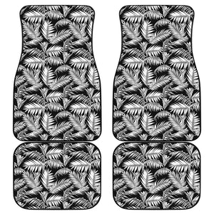 Black And White Palm Leaves Print Front and Back Car Floor Mats