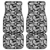 Black And White Palm Leaves Print Front and Back Car Floor Mats