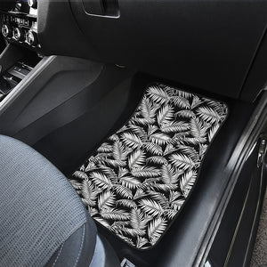 Black And White Palm Leaves Print Front and Back Car Floor Mats