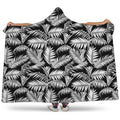 Black And White Palm Leaves Print Hooded Blanket