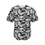 Black And White Palm Leaves Print Men's Baseball Jersey