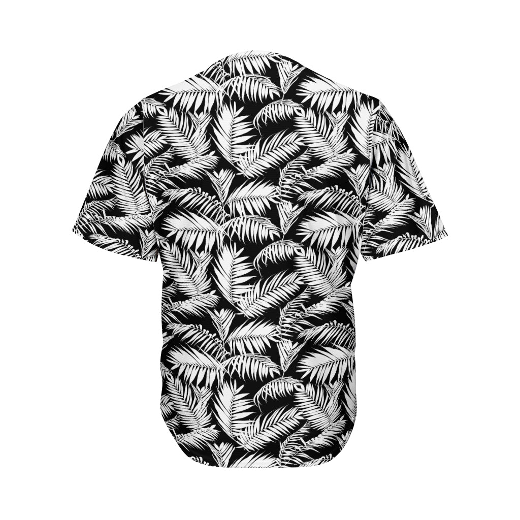 Black And White Palm Leaves Print Men's Baseball Jersey