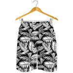 Black And White Palm Leaves Print Men's Shorts