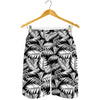 Black And White Palm Leaves Print Men's Shorts