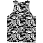 Black And White Palm Leaves Print Men's Tank Top