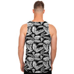 Black And White Palm Leaves Print Men's Tank Top