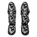 Black And White Palm Leaves Print Muay Thai Shin Guards
