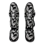 Black And White Palm Leaves Print Muay Thai Shin Guard