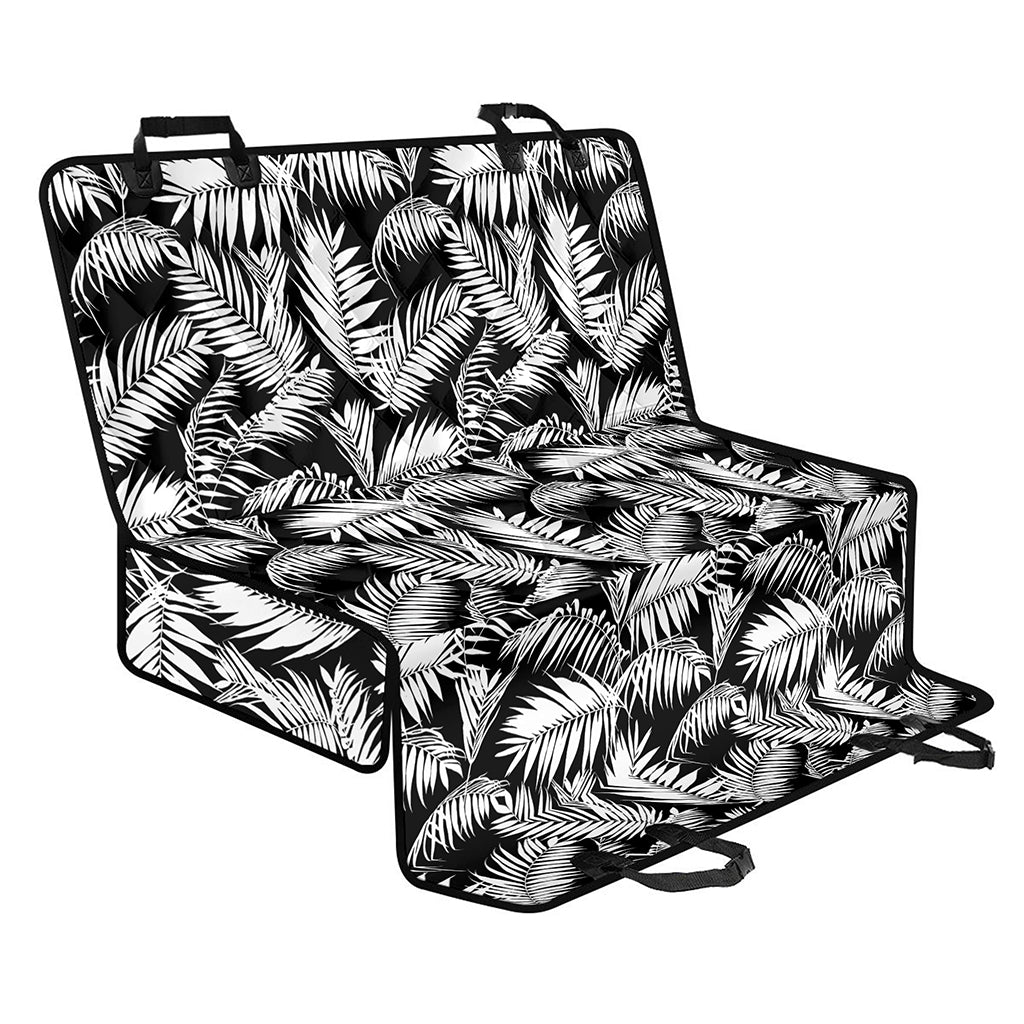 Black And White Palm Leaves Print Pet Car Back Seat Cover