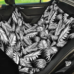 Black And White Palm Leaves Print Pet Car Back Seat Cover