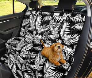 Black And White Palm Leaves Print Pet Car Back Seat Cover