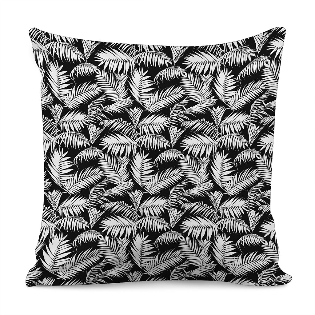 Black And White Palm Leaves Print Pillow Cover