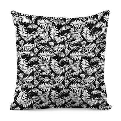 Black And White Palm Leaves Print Pillow Cover