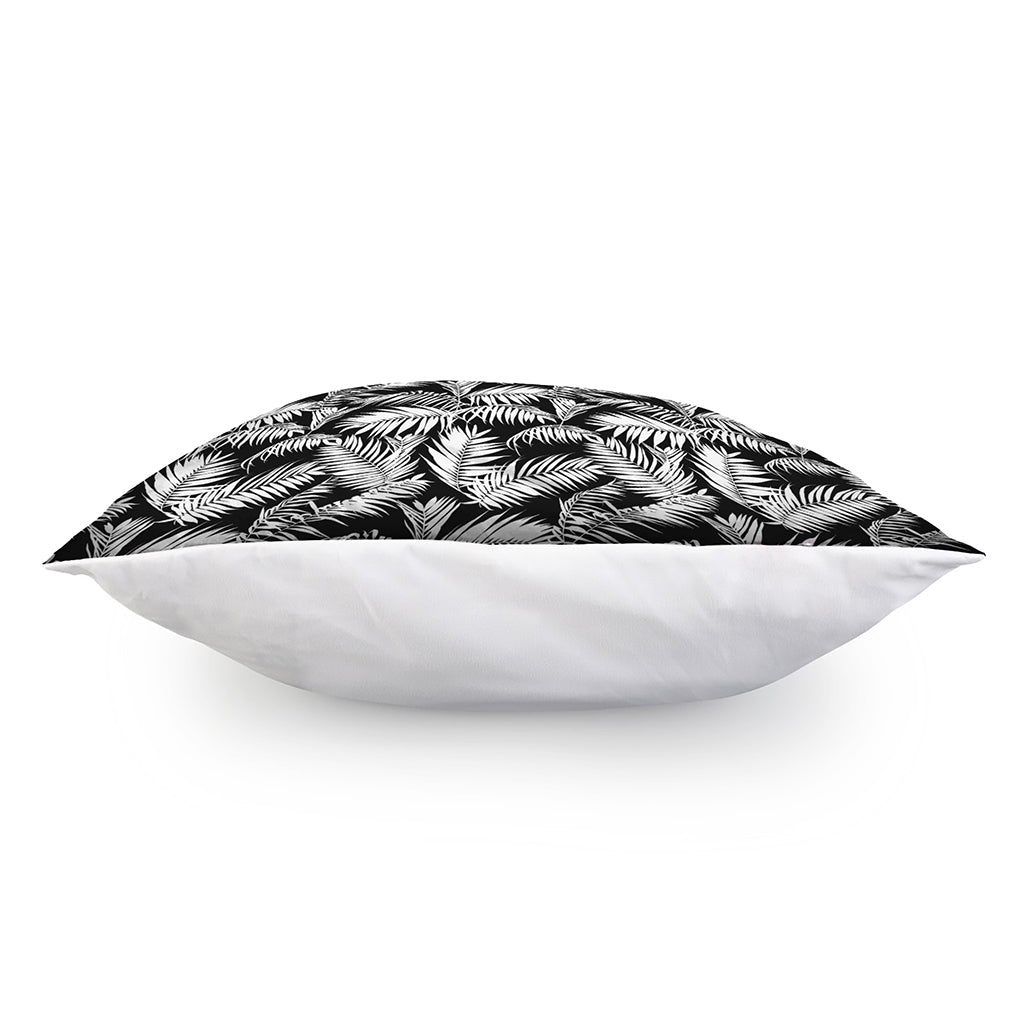 Black And White Palm Leaves Print Pillow Cover