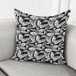 Black And White Palm Leaves Print Pillow Cover