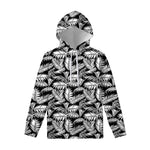 Black And White Palm Leaves Print Pullover Hoodie