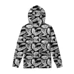 Black And White Palm Leaves Print Pullover Hoodie