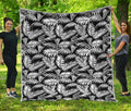 Black And White Palm Leaves Print Quilt