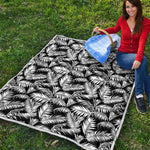 Black And White Palm Leaves Print Quilt
