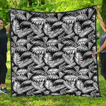 Black And White Palm Leaves Print Quilt