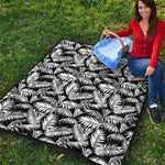 Black And White Palm Leaves Print Quilt