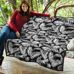 Black And White Palm Leaves Print Quilt