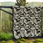 Black And White Palm Leaves Print Quilt