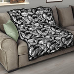 Black And White Palm Leaves Print Quilt